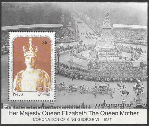 Nevis 1990 Queen Mother 90th Birthday Miniature Sheet Fine Mint