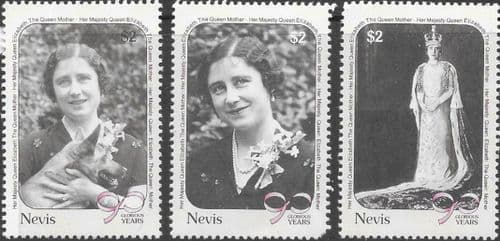 Nevis 1990 Queen Mother 90th Birthday Set Fine Mint