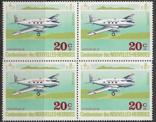 New Hebrides 1972 Aircraft Planes Block of 4 SG F169 French Fine Mint