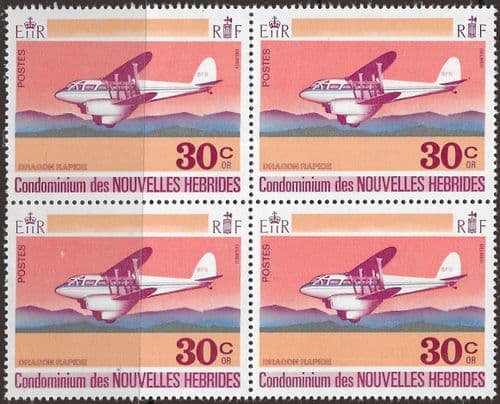 New Hebrides 1972 Aircraft Planes Block of 4 SG F171 French Fine Mint
