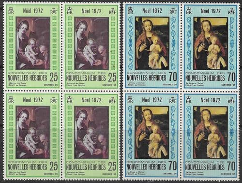 New Hebrides 1972 Christmas Block of 4 Set French Fine Mint