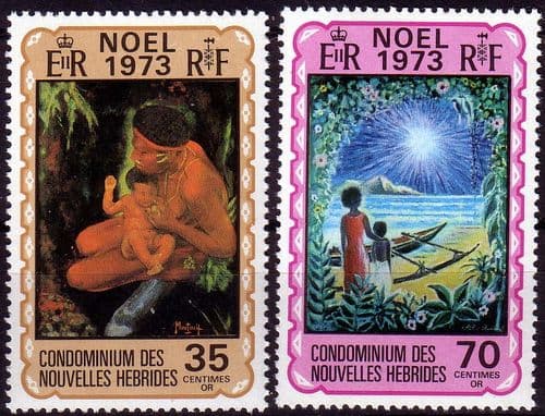 New Hebrides 1973 Christmas Set French Fine Mint