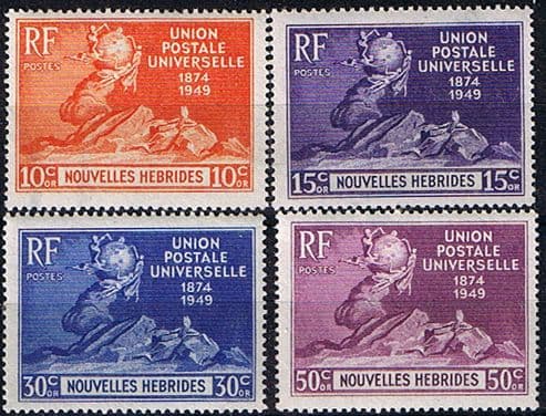 New Hebrides French 1949 Universal Postal Union Set Fine Mint