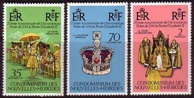 New Hebrides French 1977 Royal Silver Jubilee Set Fine Mint