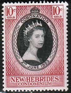 New Hebrides Queen Elizabeth II 1953 Coronation Fine Mint