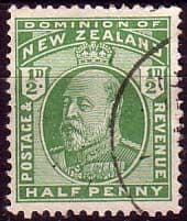 New Zealand 1909 SG 387 King Edward VII Head Fine Used