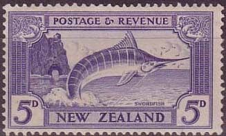 New Zealand 1936 SG 584 Stripped Marlin Fish Fine Mint