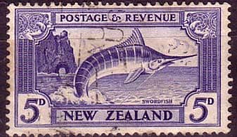 New Zealand 1936 SG 584b Stripped Marlin Fish Fine Used