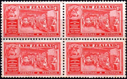 New Zealand 1936 Wellington Chamber of Commrce Conference SG 594 Fine Mint Block of 4