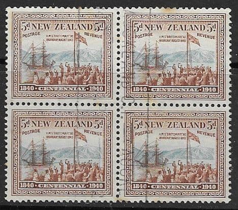 New Zealand 1940 Centenary SG 620 Fine Used Block of 4