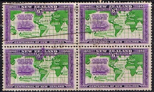 New Zealand 1940 Centenary SG 621 Fine Used Block of 4