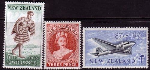New Zealand 1955 Centenary of the Postage Stamp Set Fine Mint