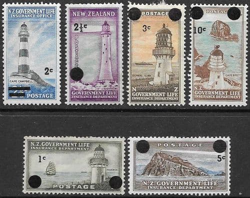 New Zealand 1967 Lighthouses Surcharged Set Fine Mint