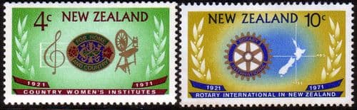 New Zealand 1971 Country Women's Institutes and Rotary International Set Fine Mint
