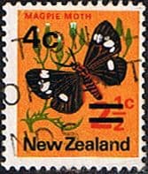 New Zealand 1971 SG 957 4c Surcharged Butterfly Fine Used