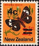 New Zealand 1971 SG 957a 4c Surcharged Butterfly Fine Used