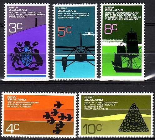 New Zealand 1972 Anniversaries Set Fine Mint