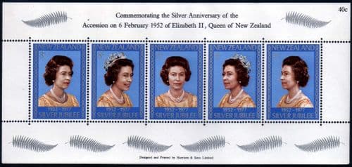 New Zealand 1977 Royal Silver Jubilee Mini Sheet Fine Mint