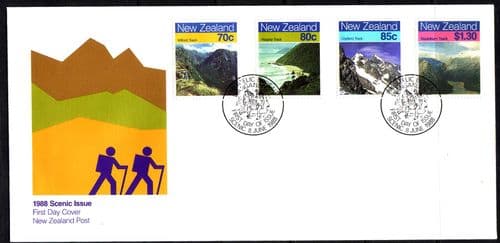New Zealand 1988 Scenic Issue Set on First Day of Issue Cover