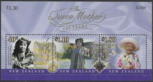 New Zealand 2000 Queen Elizabeth the Queen Mother's 100th Birthday Miniature Sheet Fine Mint