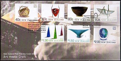 New Zealand 2002 Artistic Crafts Joint Issue with Sweden Set on First Day of Issue Cover