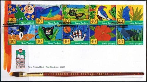 New Zealand 2002 Children's Book Festival Set on First Day of Issue Cover