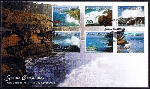 New Zealand 2002 Scenic Coastlines Set Large on First Day of Issue Cover