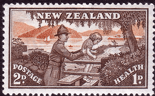 New Zealand Health 1946 Soldier Helping Child SG 679 Fine Mint