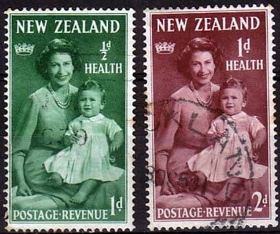 New Zealand Health 1950 Queen and Prince Set Fine Used