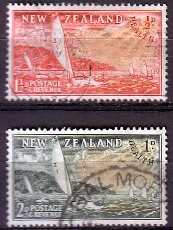 New Zealand Health 1951 Yachts Set Fine Used