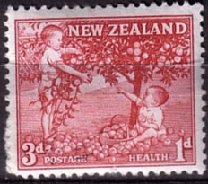 New Zealand Health 1956 Children Picking Apples SG 757 Fine Mint