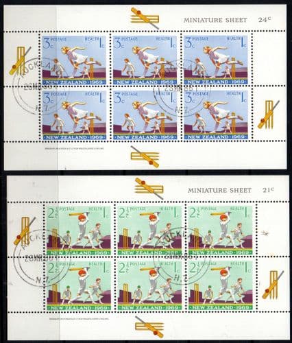 New Zealand Health 1969 Cricket Set of Miniature Sheets Fine Used