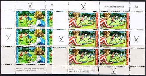 New Zealand Health 1971 Hockey Set of Miniature Sheets Fine Mint