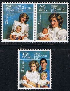 New Zealand Health 1985 Princess Diana Set Fine Mint