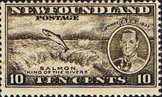 Newfoundland 1937 SG 261 King George VI Coronation Salmon King of the River Fine Mint