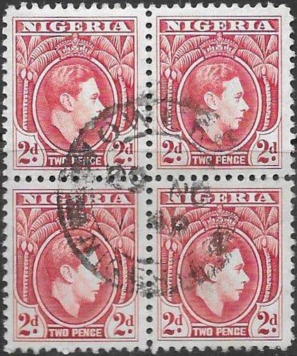 Nigeria 1938 George VI Head Block of 4 SG 52a Fine Used