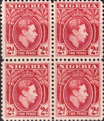 Nigeria 1938 SG 52a George VI Head Fine Mint Block of 4
