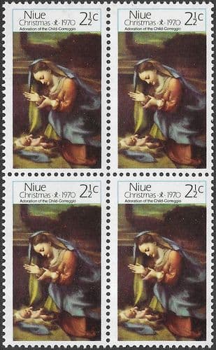 Niue 1970 Christmas Block of 4 SG 154 Fine Mint