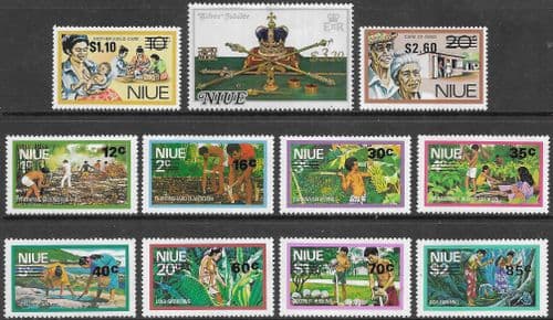 Niue 1977 Food Gathering Surcharged Set Fine Mint