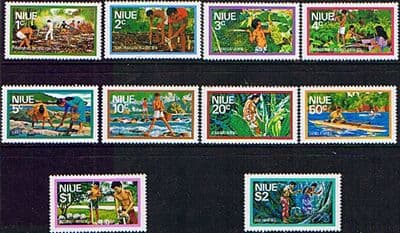 Niue 1978 Food Gathering Silver Boarder Set Fine Mint