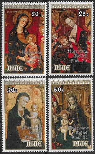 Niue 1979 Christmas Hurricane Relief surch HURRICANE RELIEF Plus 2c Set Fine Mint