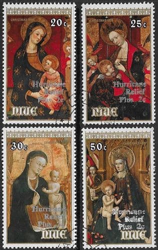 Niue 1979 Christmas Hurricane Relief surch HURRICANE RELIEF Plus 2c Set Fine Used
