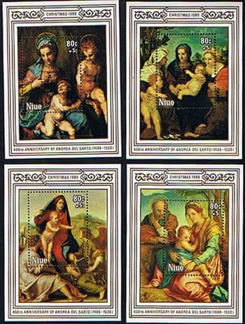 Niue 1980 Christmas Children's Charity MS 380 Set Miniature Sheets Fine Mint