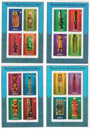 Niue 1980 South Pacific Festival of Arts Surcharged Set of Miniature Sheets Fine Mint