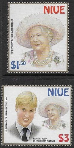 Niue 2000 Queen Mother and Prince Williams Birthdays Set Fine Mint