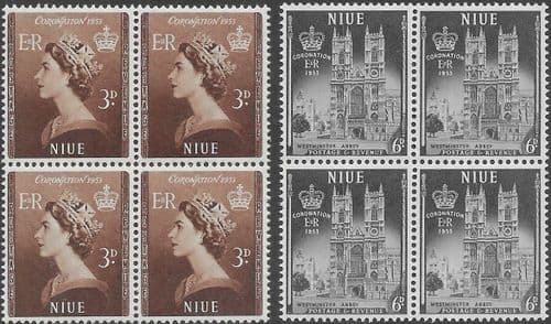 Niue Queen Elizabeth II 1953 Coronation Block of 4 Set Fine Mint