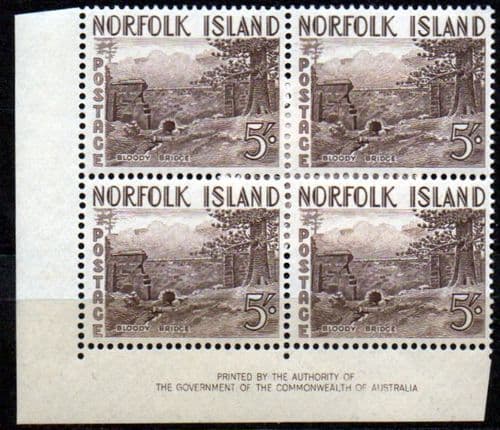 Norfolk Island 1953 Bloody Bridge SG 18 Fine Mint Block of 4
