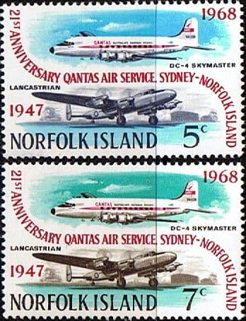 Norfolk Island 1968 QANTAS Air Service Set Fine Mint