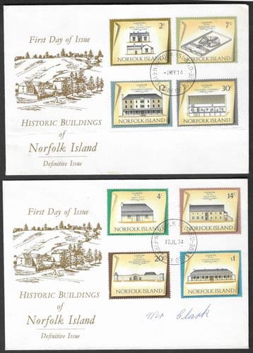 Norfolk Island 1973 Historic Buildings Set on First Day Covers