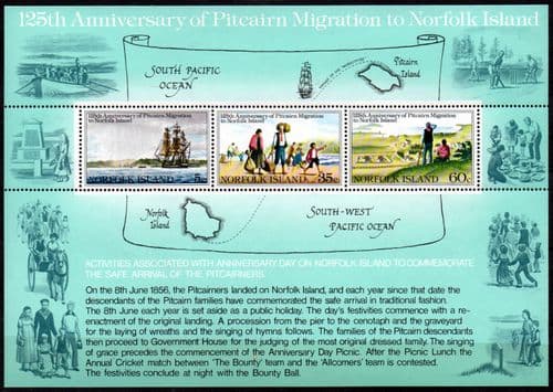 Norfolk Island 1981 Pitcairn Islanders Migration Miniature Sheet Fine Mint